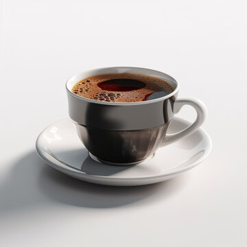 A cup of coffee with the word coffee on it. Generative AI