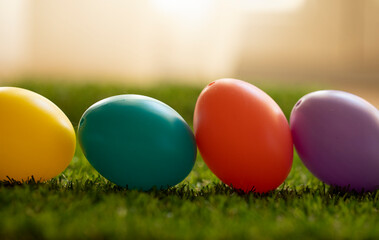 colorful eggs in grass