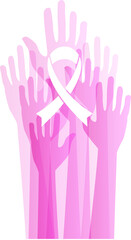 hand pink bow ribbon cancer healthy support