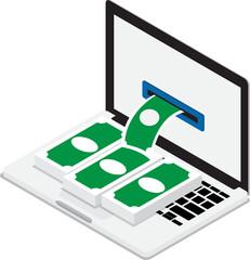 online business money isometric laptop network