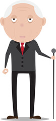 elderly aged senior older man cartoon standing