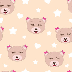 Cute cartoon bears seamless pattern.
