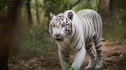 Rare White Bengal Tiger in the Wild