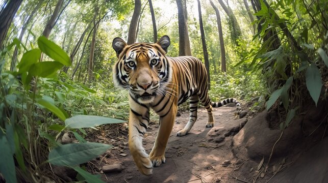 Bengal Tiger Roaming in the Forest