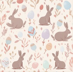 easter pattern with rabbits