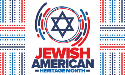 Jewish American Heritage Month. Jewish American contribution to the history United States. Celebrated annual in May. Star of David. Israel symbol. Vector poster, creative illustration