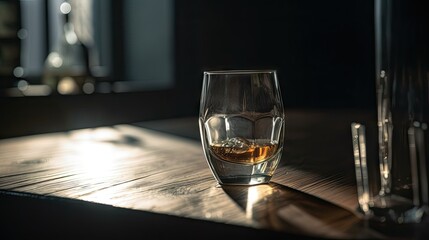 Empty Glass on Table Depicting Alcoholism Concept AI generated