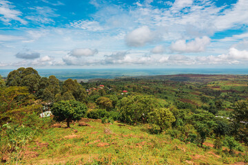 Fototapeta na wymiar Aerial view of African Landscape in Mbale, rural Uganda