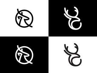 modern deer icon set logo