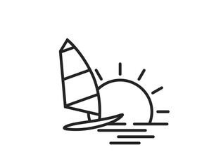 windsurfing, sea and sun line icon. summer vacation symbol. vector image for tourism design