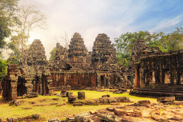 Amazing Ta Prohm temple with giant banyan trees. Angkor Wat complex, Siem Reap, Cambodia