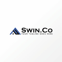 Logo design graphic concept creative abstract premium free vector stock letter SC or CS font on triangle like roof house. Related to monogram property