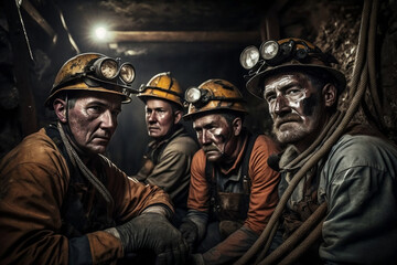 Obraz premium Hard-working miners during the break, generate using AI