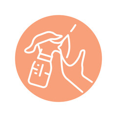 Expressing with a breast pump olor line icon. Pictogram for web page