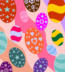 Easter eggs texture, vector illustration, egg, art, design, colorful, assorted.