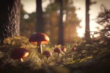 Fototapeta premium mushroom in the forest,mushroom in autumn forest,mushrooms in the woods