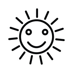 sun outline icon, summertime, sunny day icon, summer design elements, hot weather, sunlight icon outline black and white