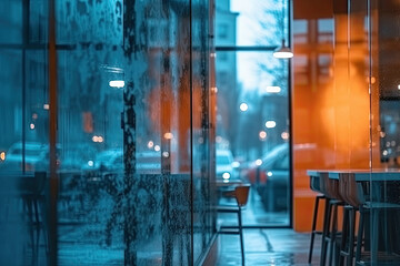 co working space in the night created with Generative AI technology