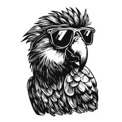 Cool parrot wearing sunglasses illustration © Satoru Sketches