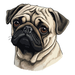 Pug Dog Flat Icon Isolated On White Background