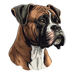 Boxer Dog Flat Icon Isolated On White Background