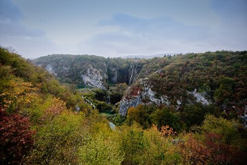 Obraz premium Plitvice Lakes National Park in Croatia in autumn.