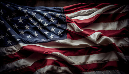 Close up american flag background. Generative AI. 