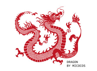 Red Dragon with detailed scales in Vector