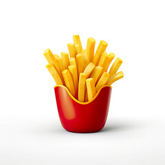 3D design of french fries over white background. Generative AI.