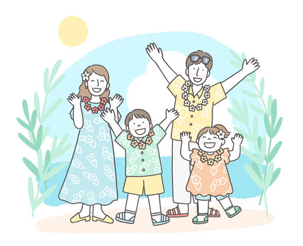 海外旅行を楽しむ家族