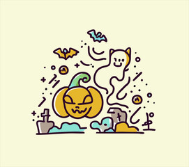 Hand drawn pumpkin sketch. The main symbol of the holiday Happy Halloween. illustration design for Halloween holiday.