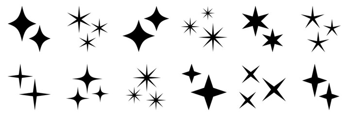 キラキラ　アイコン　シンプル　白黒　セット