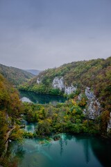 Plitvice Lakes National Park in Croatia in autumn.