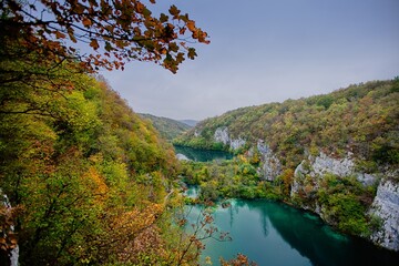 Plitvice Lakes National Park in Croatia in autumn.