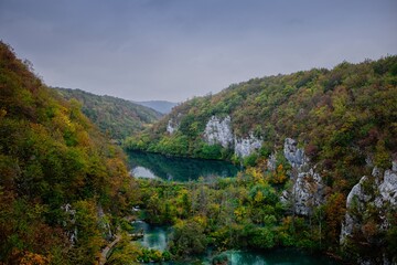 Fototapeta premium Plitvice Lakes National Park in Croatia in autumn.