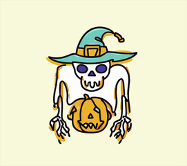 Hand drawn pumpkin sketch. The main symbol of the holiday Happy Halloween. illustration design for Halloween holiday.