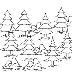 Design Nature Landscape Coloring Page Outline Art