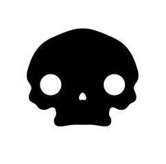 Vector isolated one single simplest symmetrical cartoon skull dead head front view portrait  colorless black and white outline silhouette shadow shape