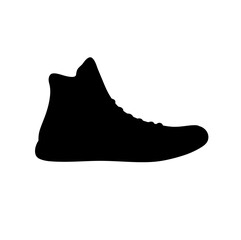 Vector isolated one single textile vintage famous sneaker side view colorless black and white outline silhouette shadow shape