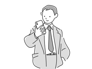 スマホを操作しているスーツ姿のビジネスパーソン