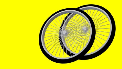 Bicycle wheel with tire and rim with many spokes