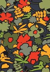 70S RETRO STYLE FLORAL ALL OVER PRINT SEAMLESS PATTERN VECTOR