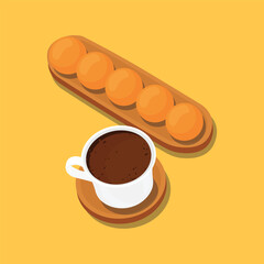 Buñuelos Colombian traditional food - Hot chocolate drink vector illustration
