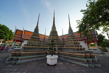 Fototapeta na wymiar The big pagoda in Wat Pho, Bangkok, Thailand, is a pagoda called Chedi Corner 12.