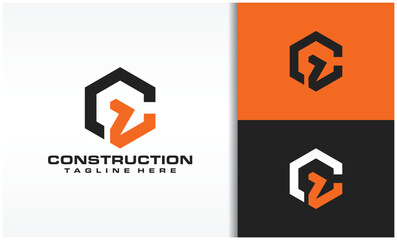 Letter C G V logo construction