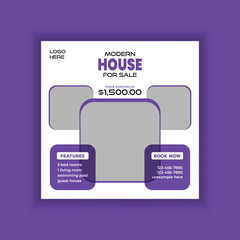 Modern Real estate agency social media banner template and colorful instagram post house sale template, Real estate web banner, facebook event and cover vector banner template 