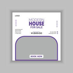Modern Real estate agency social media banner template and colorful instagram post house sale template, Real estate web banner, facebook event and cover vector banner template 