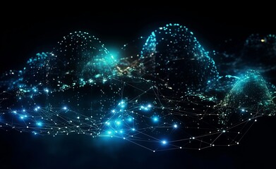 Mountains of digital data connected to each other through a network