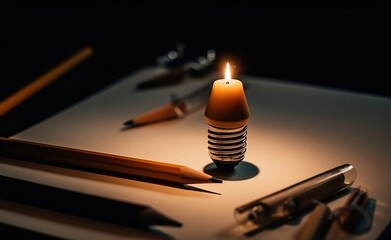 Idea bulb and candle hybrid and notebook