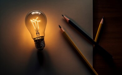 Idea light bulb on the table